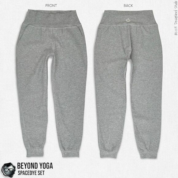 BEYOND YOGA SPACEDYE SET: FEATHERWEIGHT LONG SLEEVE T + MIDI JOGGERS SILVER MIST - Picture 5 of 14